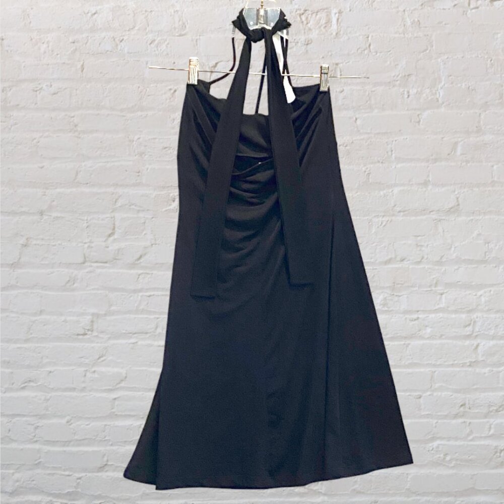 VINTAGE BODY CENTRAL -- Black Cocktail Dress, Knee-Length w/Strappy Halter Neck - Picture 12 of 16